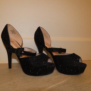 Black heels with black rhinstones